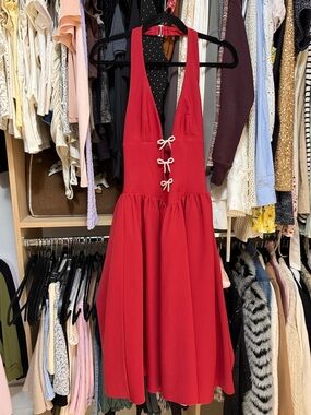 Oh Polly Red Midi Bow Dress size 4